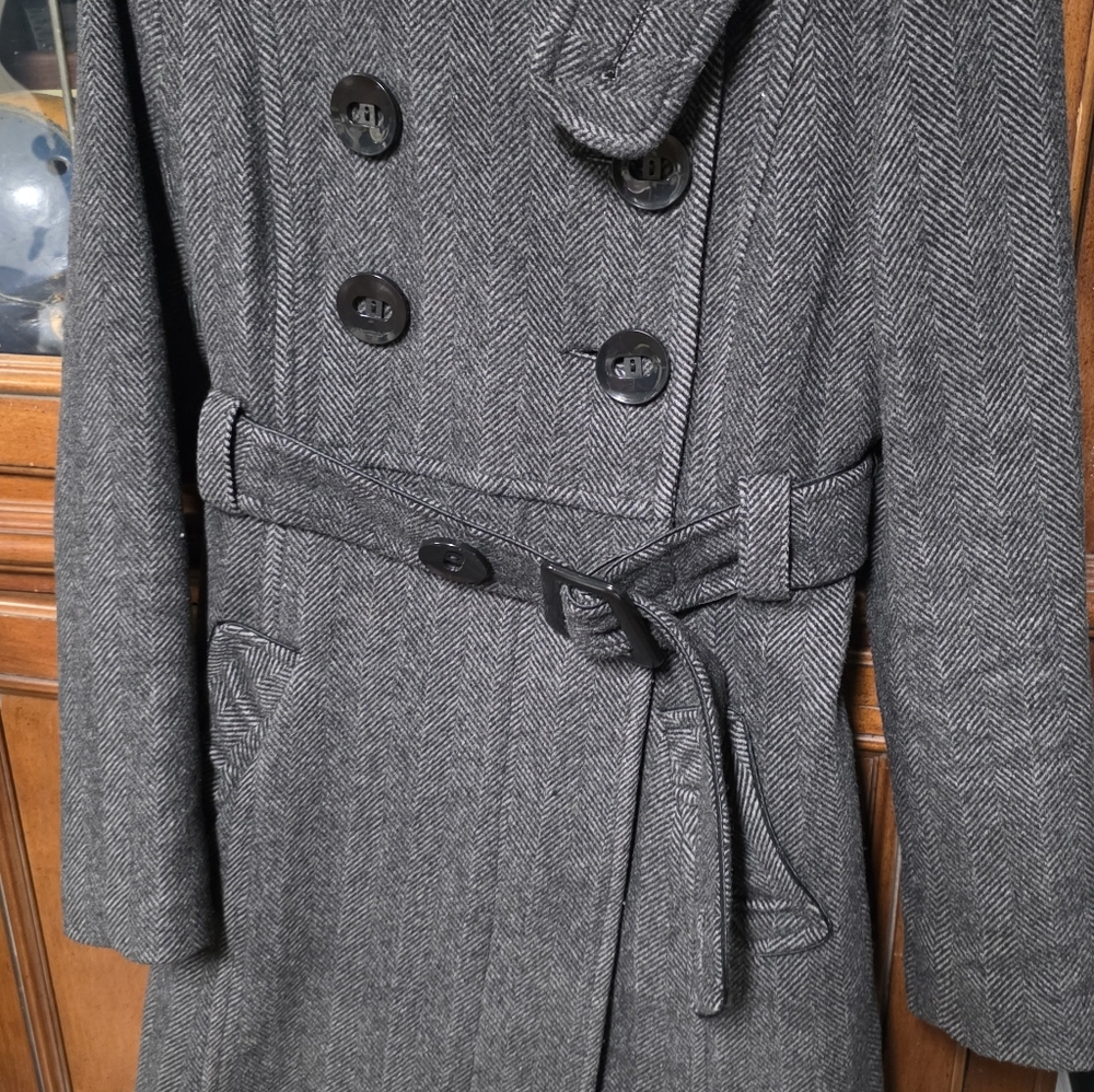 NEW Soia & Kyo Wool Double Breasted Belt Coat Medium Made In Canada